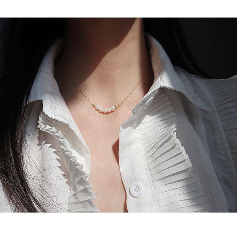 18K Gold Classic Smile Pearl Necklace - Herself Jewelry
