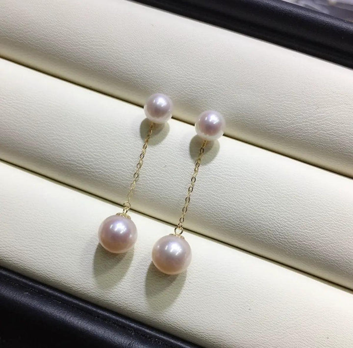 18K Gold Double Pearl Ball Drop Earrings - Herself Jewelry