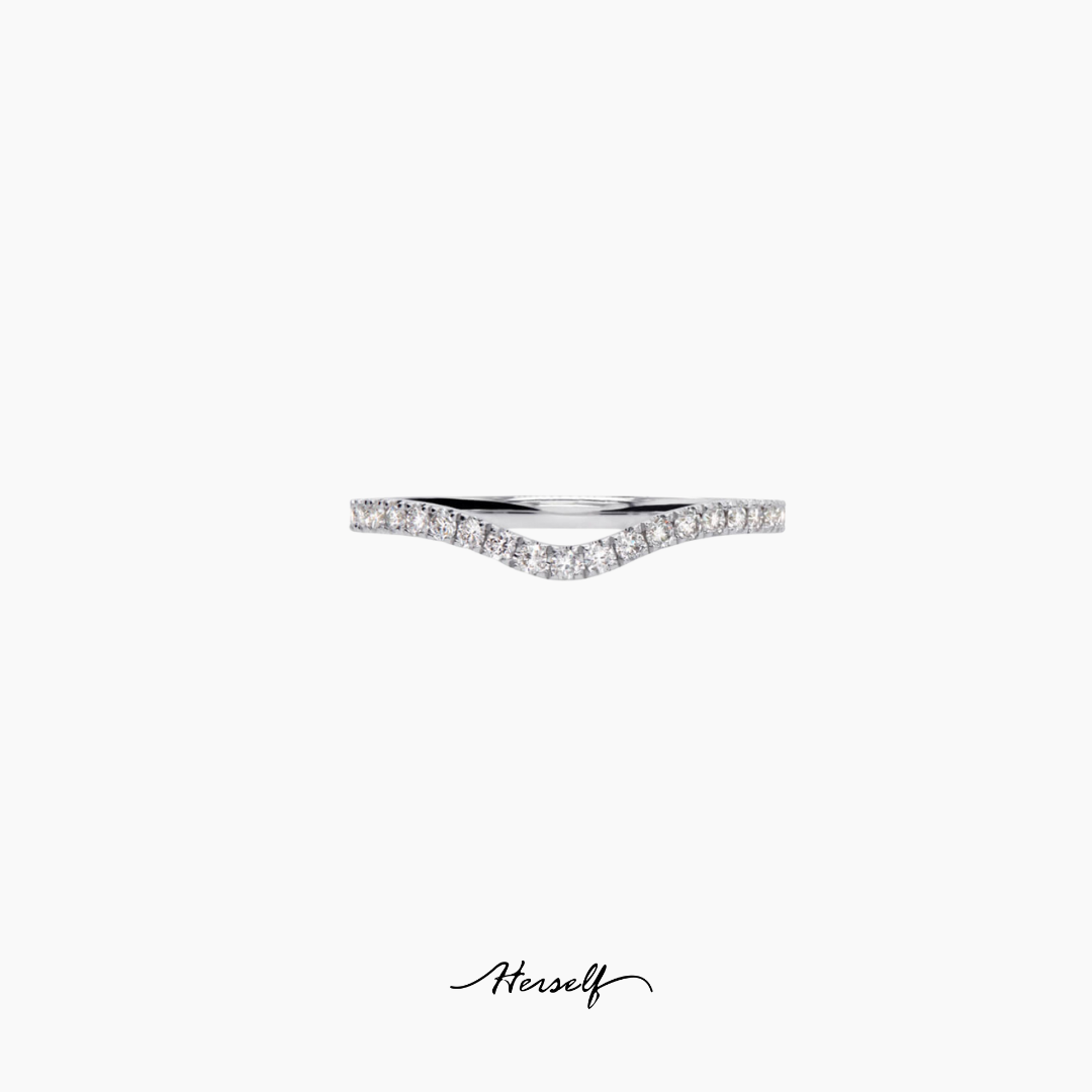 Pave curved classic diamond ring