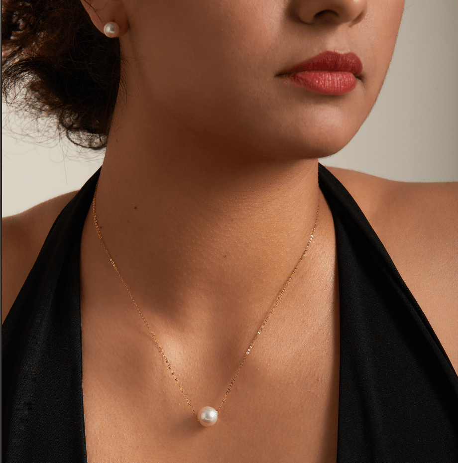 Classic Single Pearl Pendant Necklace 18K Gold - Herself Jewelry