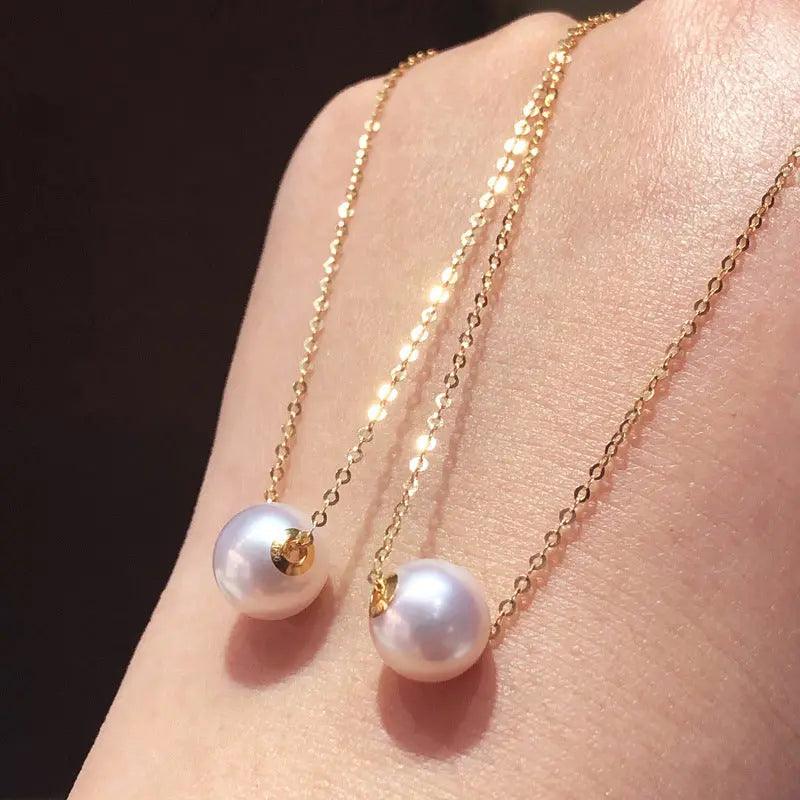 Classic Single Pearl Pendant Necklace 18K Gold - Herself Jewelry