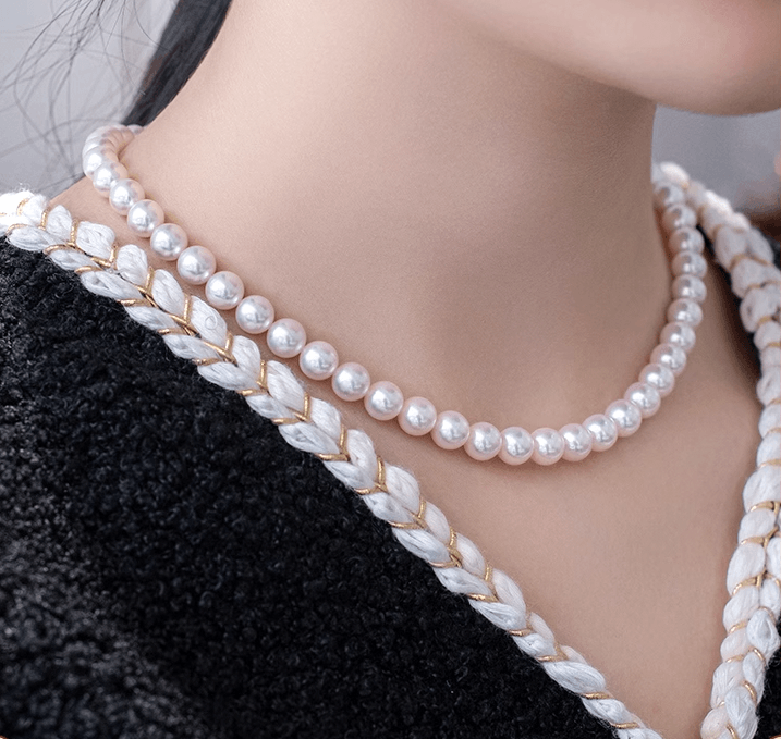 Hanadama-equivalent 7mm Exceptional Pearl Necklace 14K Gold - Herself Jewelry