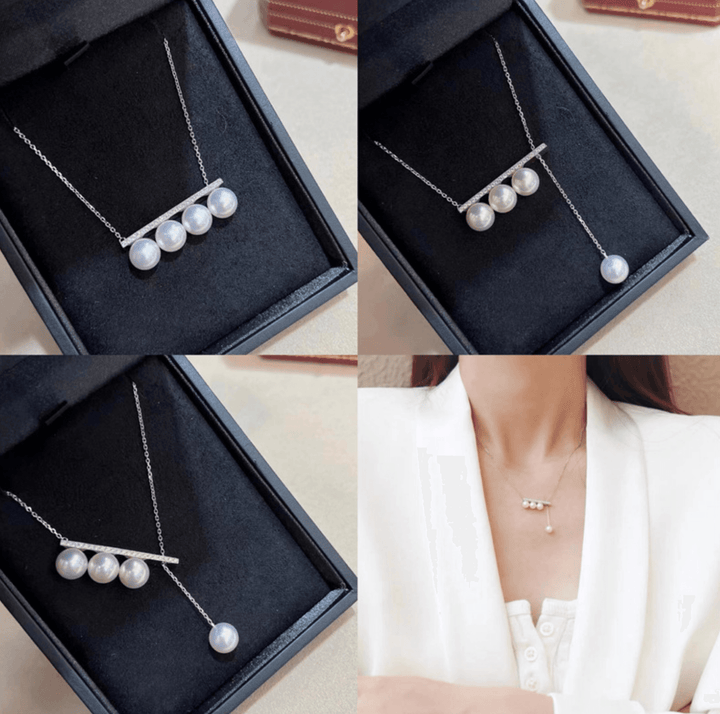 Note Balance Beam Akoya Pearl Necklace 18K Gold - Herself Jewelry
