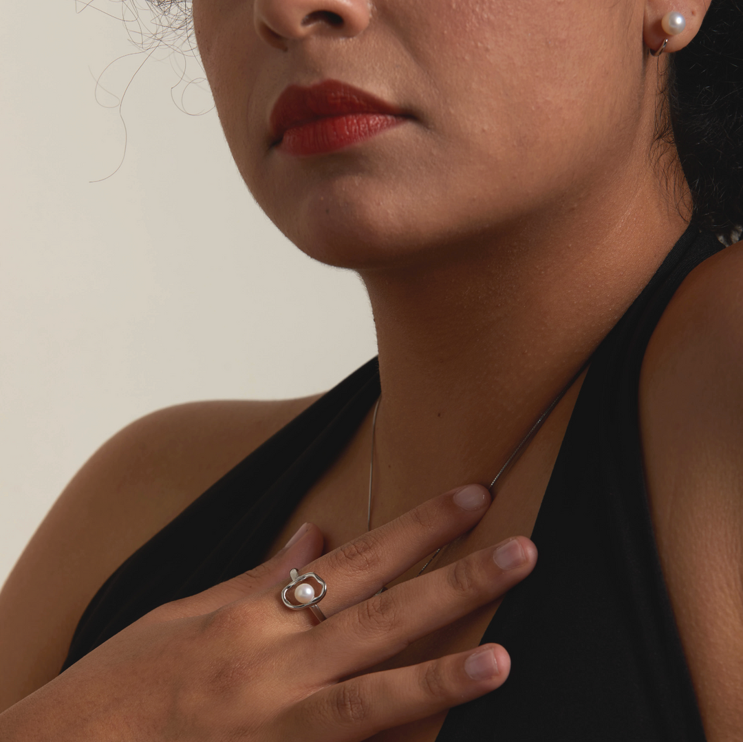 Oval Liner Akoya Pearl Ring