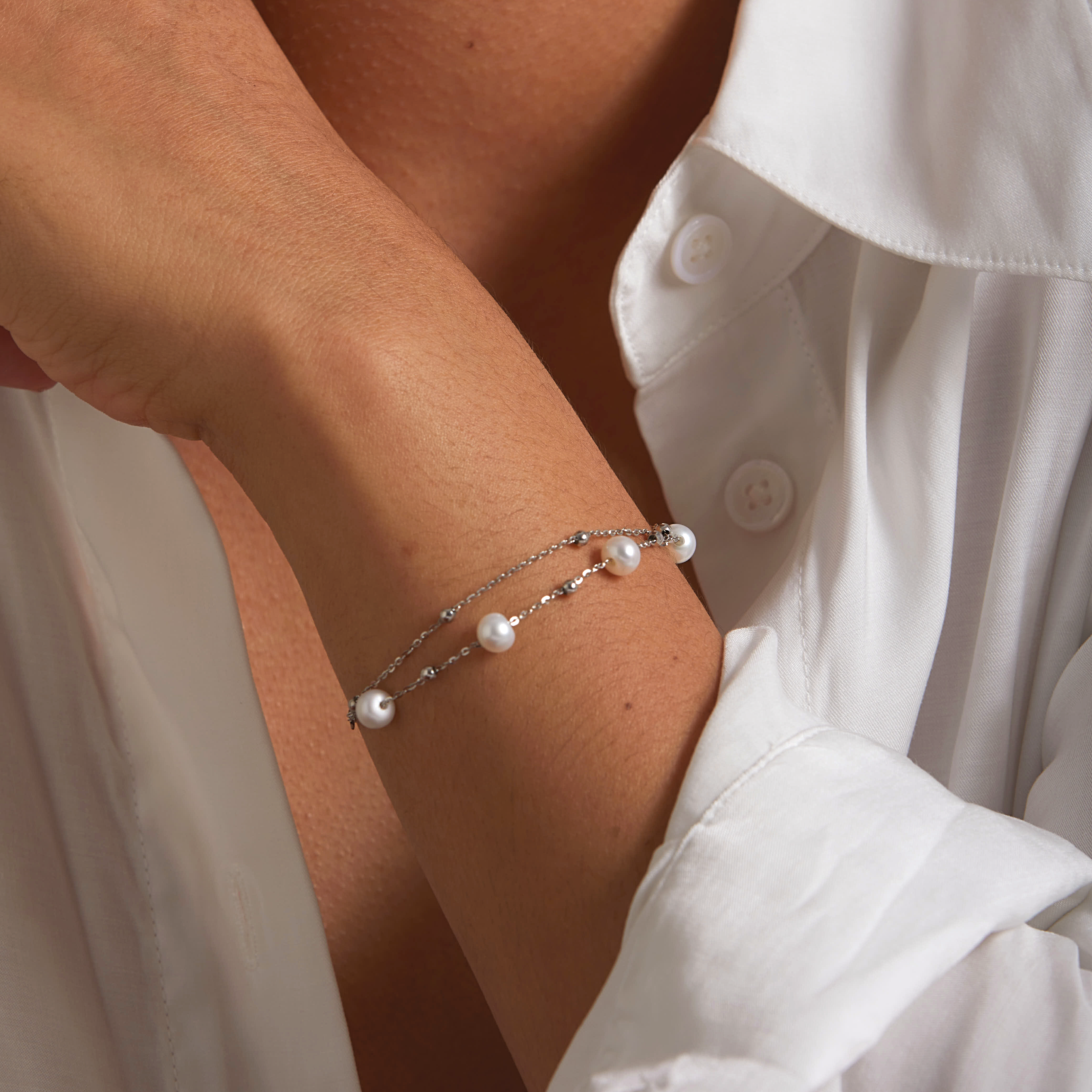 Double-Layered Celestial Pearl Bracelet