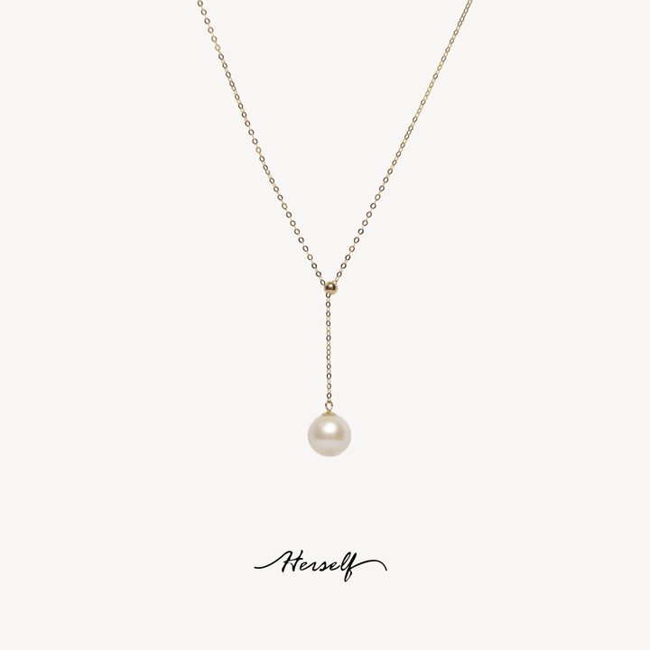 Single Akoya Pearl Pendant Necklace 18K Gold - Herself Jewelry