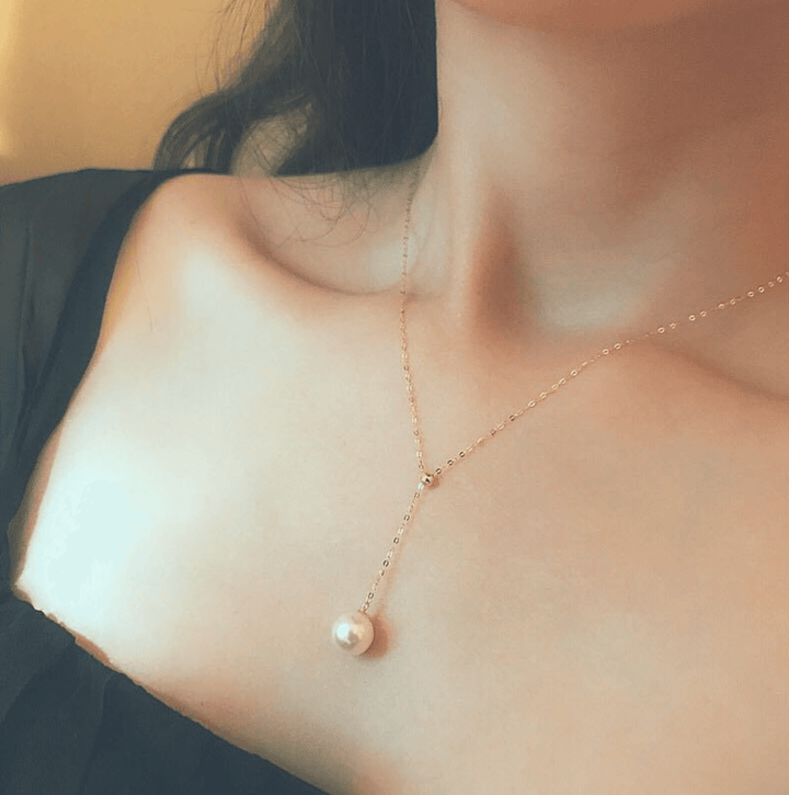 Single Akoya Pearl Pendant Necklace 18K Gold - Herself Jewelry
