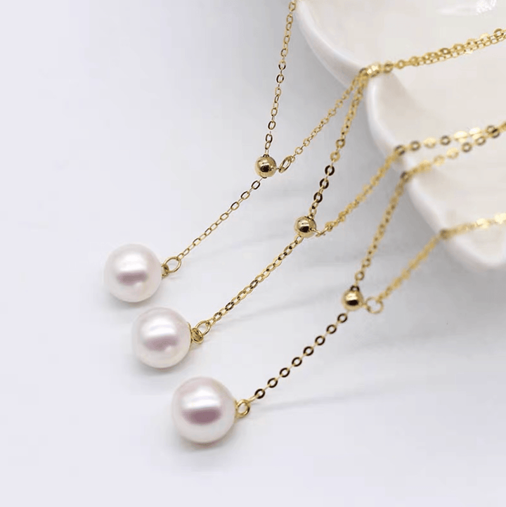 Single Akoya Pearl Pendant Necklace 18K Gold - Herself Jewelry