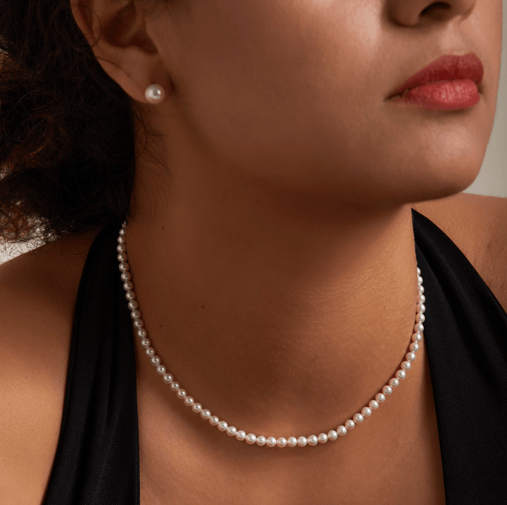 Small Round Pearls 18K Gold Necklace - Herself Jewelry