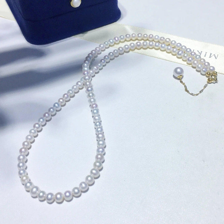 Small Round Pearls 18K Gold Necklace - Herself Jewelry