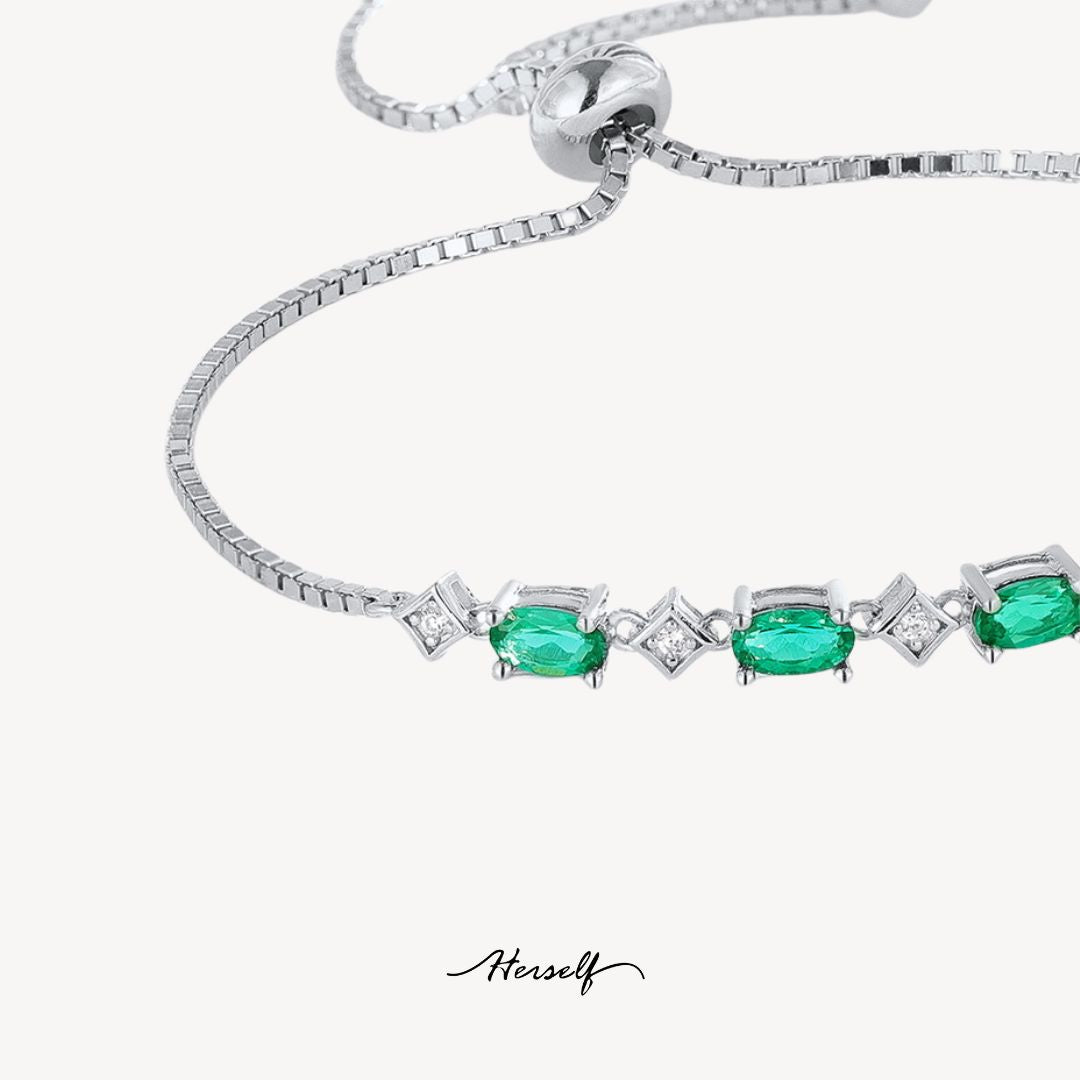 Oval Emerald Adjustable Bracelet