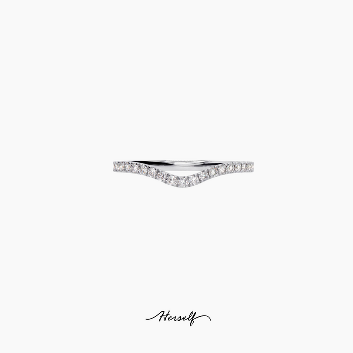 Pave curved classic diamond ring