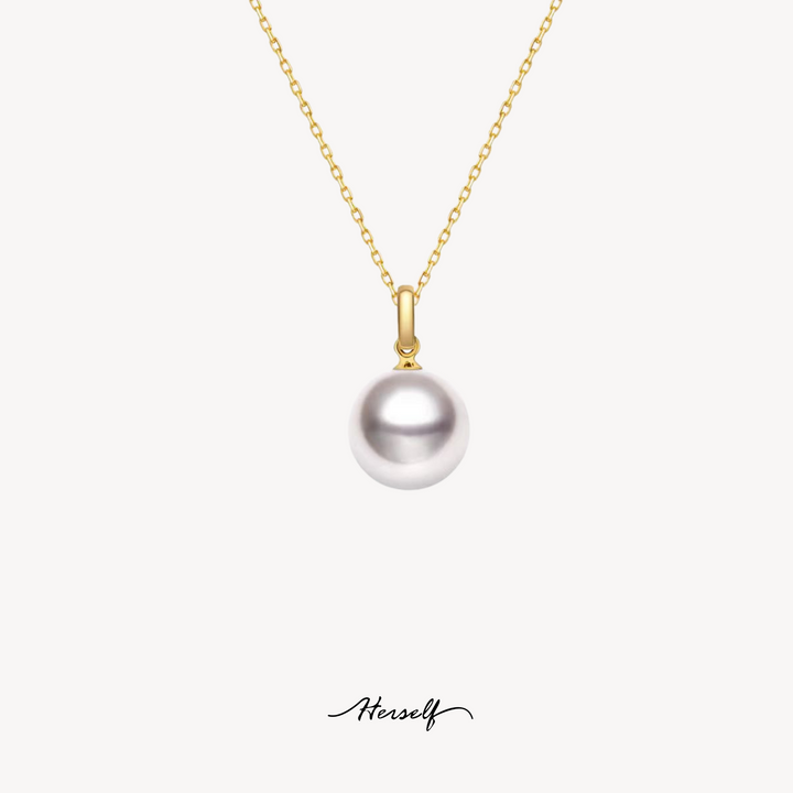 Minimalist Akoya Pearl Pendant in 18K Gold - 7-8mm/8-9mm