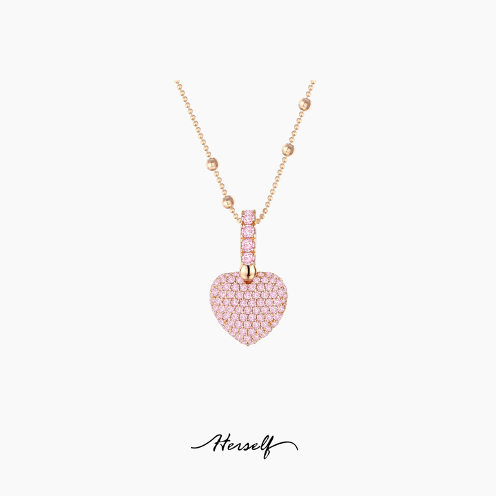 Pavé Pink Diamond Heart Necklace