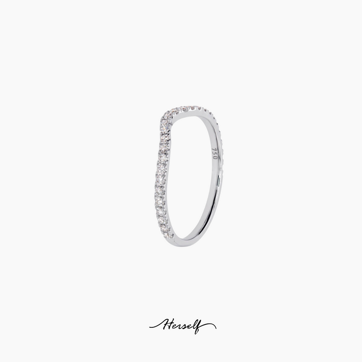 Pave curved classic diamond ring