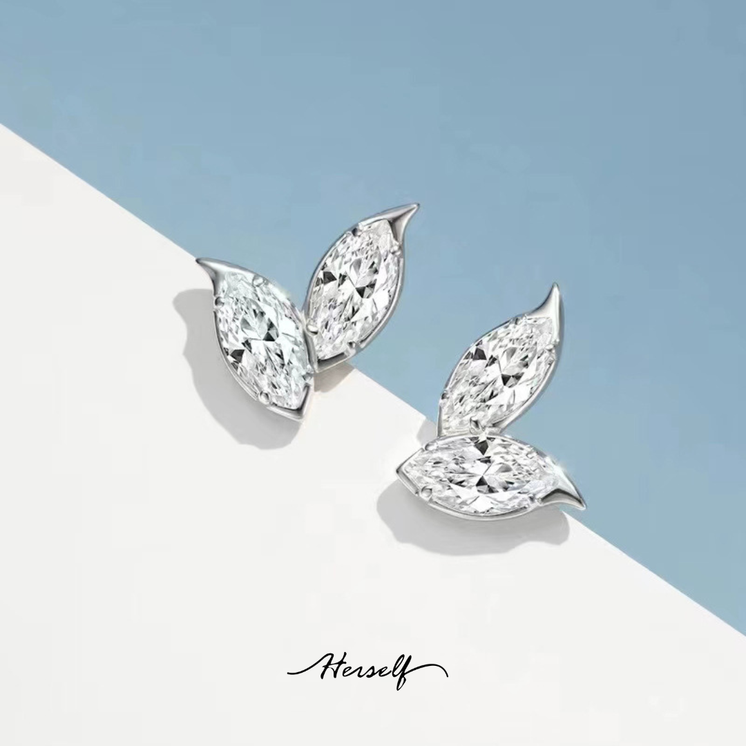 Marquise DoubleDiamond Leaf Earrings