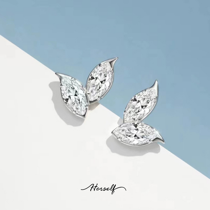 Marquise DoubleDiamond Leaf Earrings