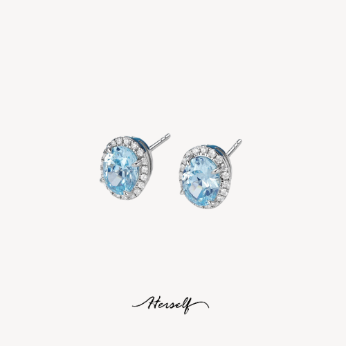 Icy Aquamarine Halo Solitaire Earrings