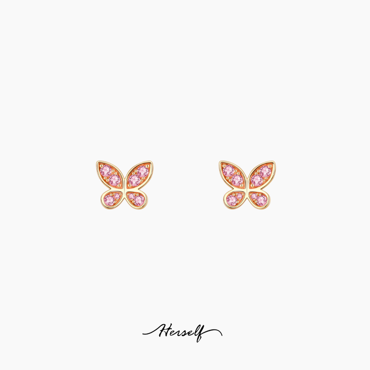 Pink Sapphire Butterfly Drop Earrings
