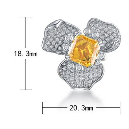 Floral Earrings with Yellow Diamonds