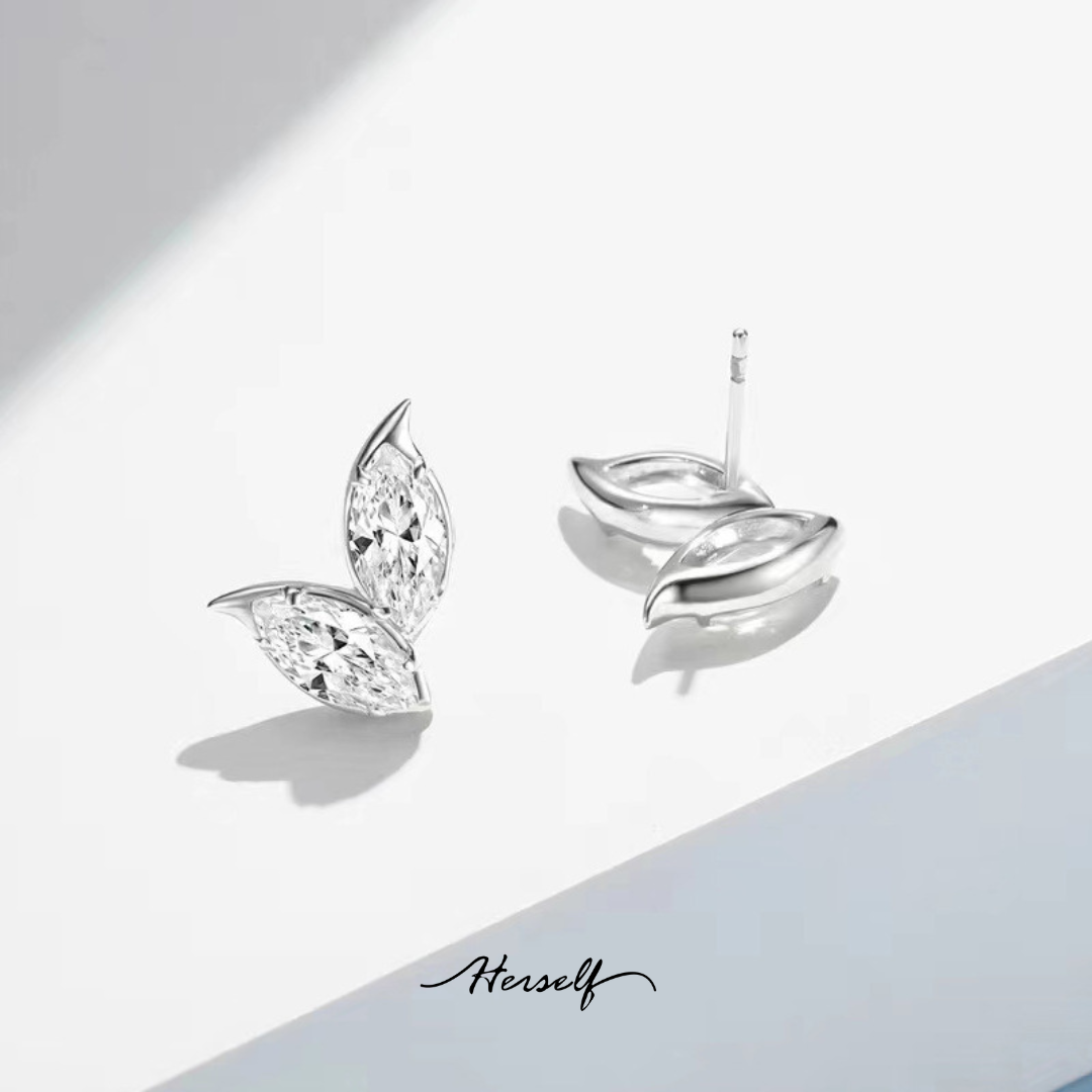 Marquise DoubleDiamond Leaf Earrings