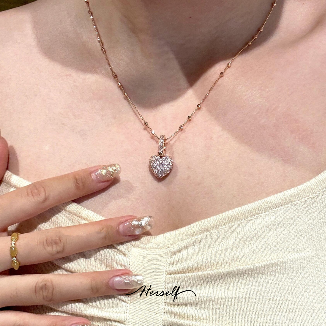Pavé Pink Diamond Heart Necklace