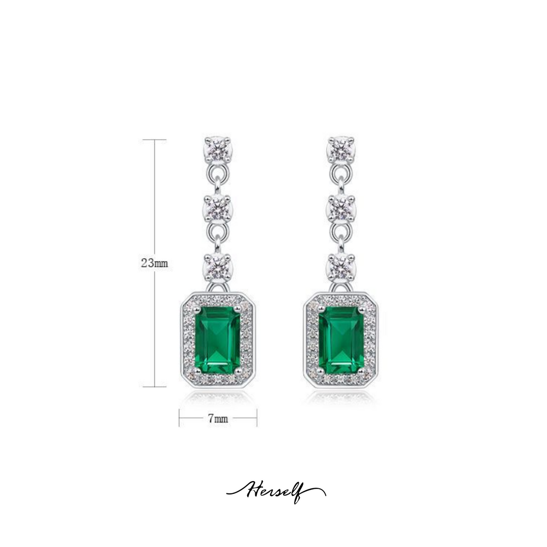 Emerald  Vintage Silver Drop Earrings