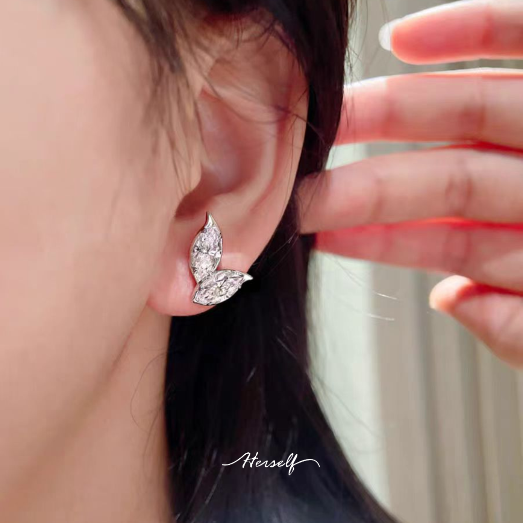 Marquise DoubleDiamond Leaf Earrings