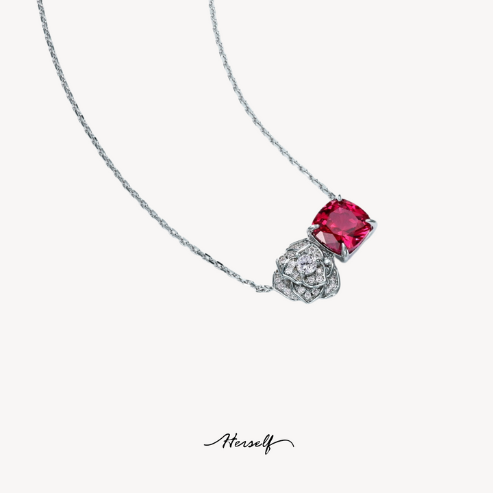 Ruby Shining Rose Necklace