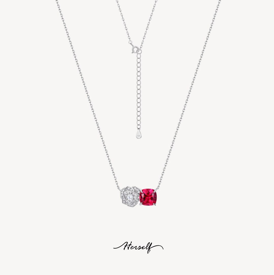 Ruby Shining Rose Necklace