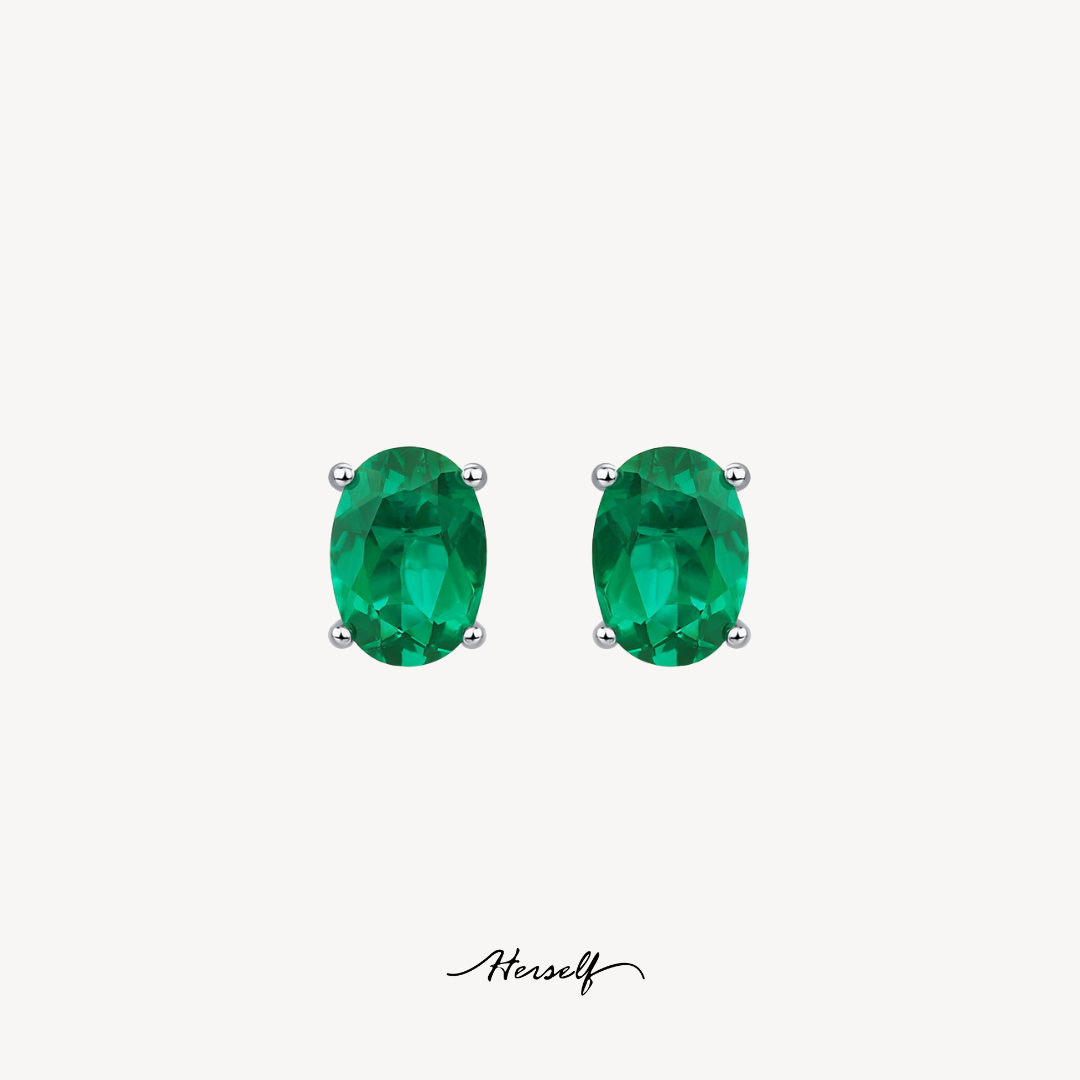 Oval Emerald Stud Earrings