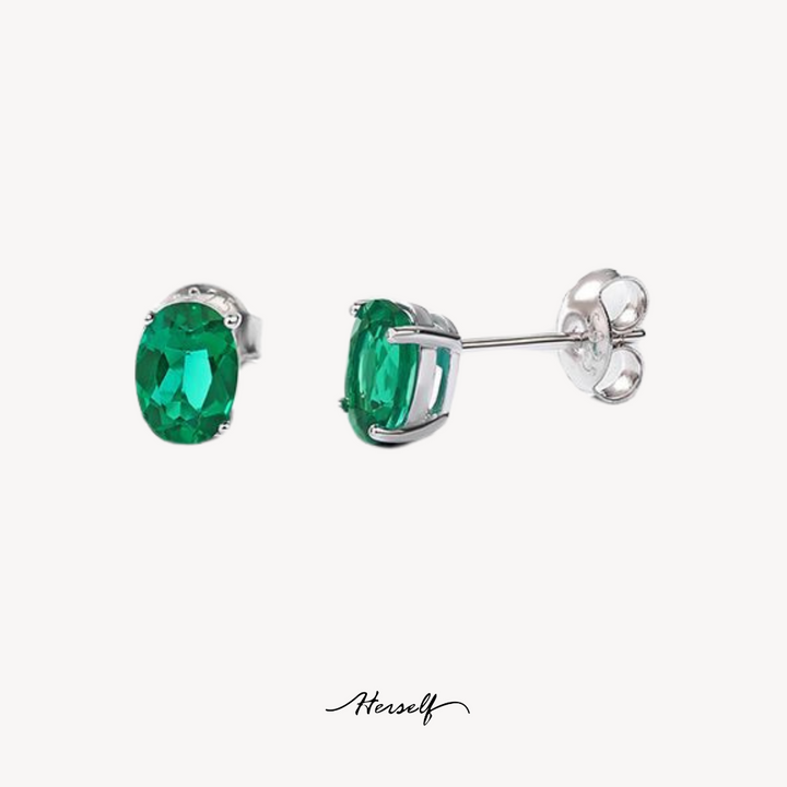 Oval Emerald Stud Earrings