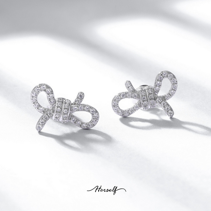 Bowknot Simulated Diamond Stud Earrings