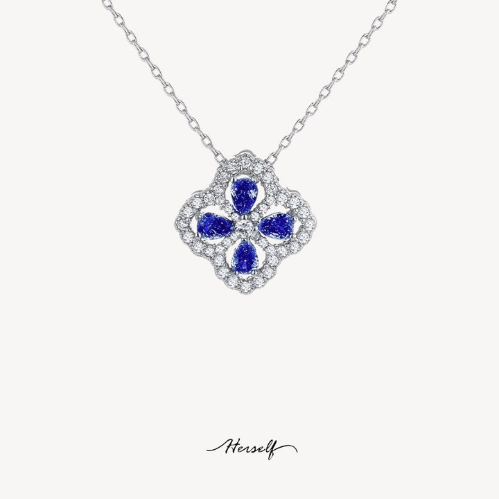Meryl Lucky Four-Leaf Sapphire Necklace
