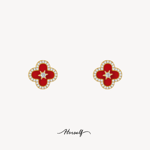 Flame Clover Star Earrings