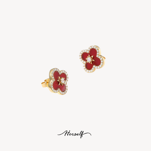 Flame Clover Star Earrings