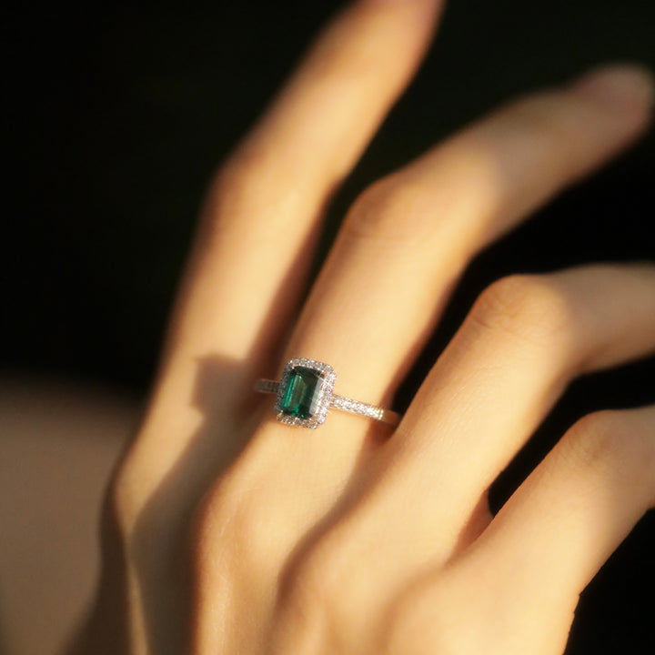 Evergreen Emerald Cube Ring