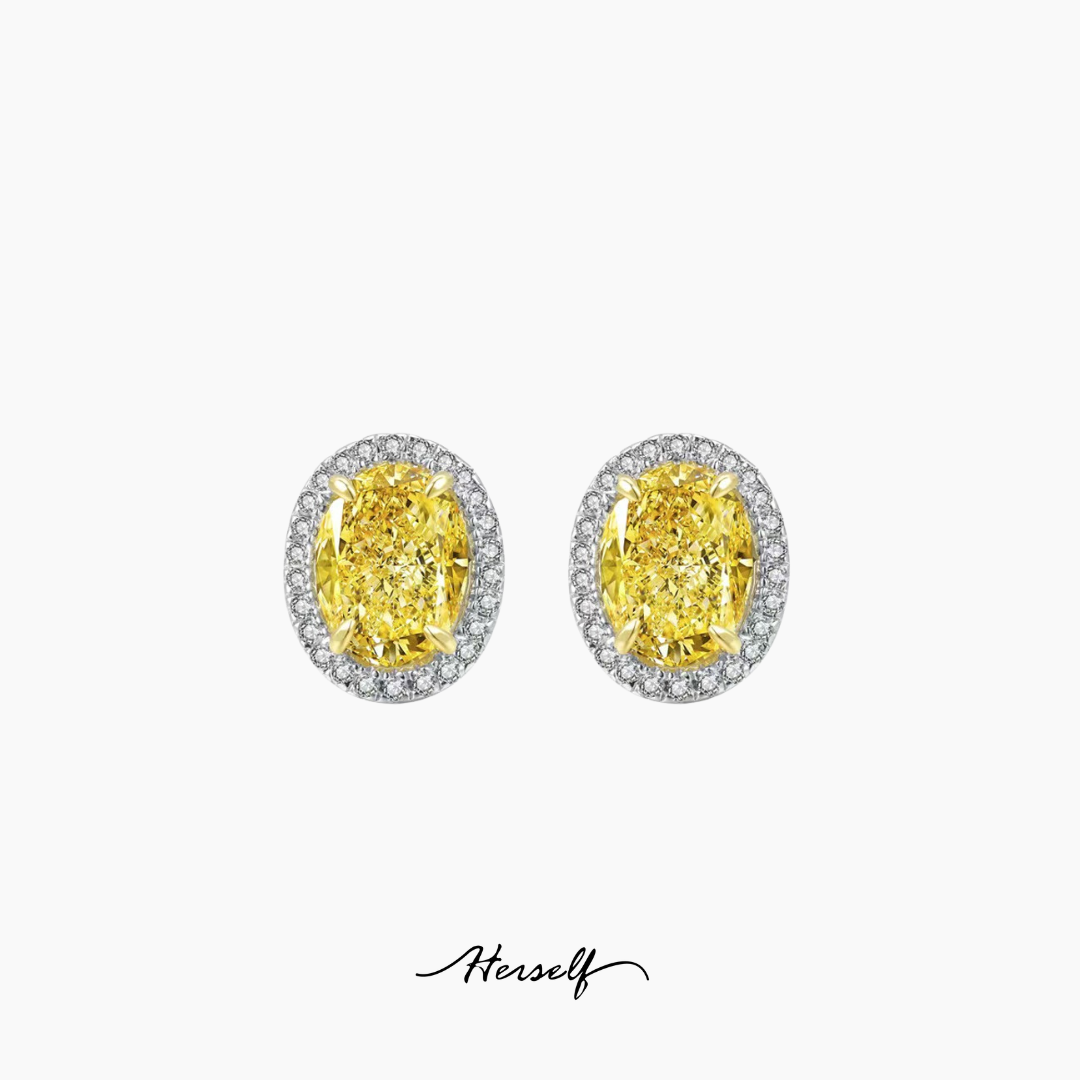 Halo Yellow Diamond Earrings