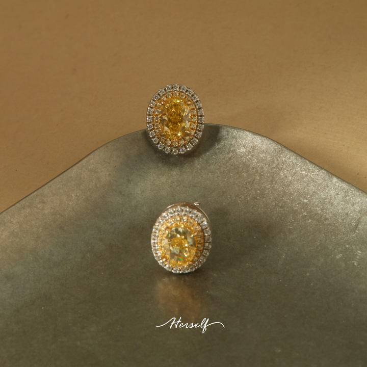 Halo Yellow Diamond Earrings