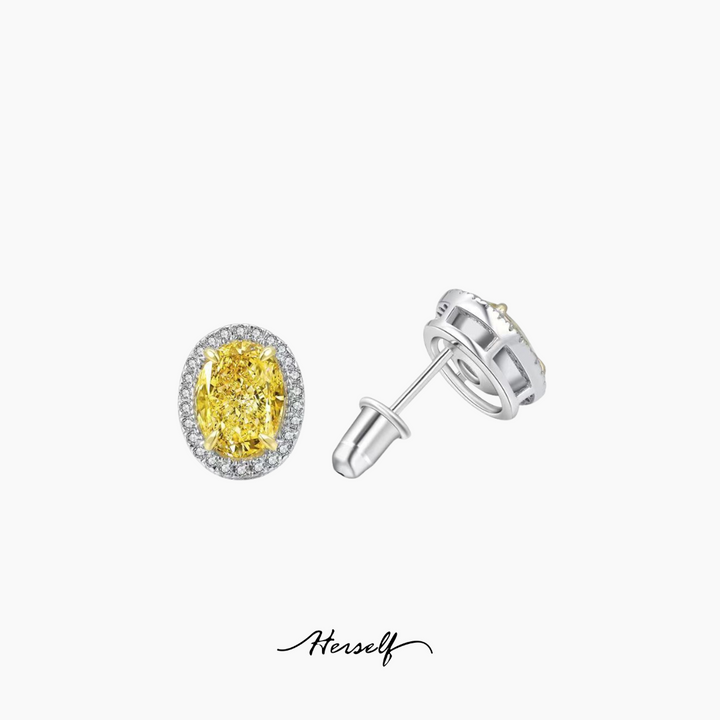 Halo Yellow Diamond Earrings