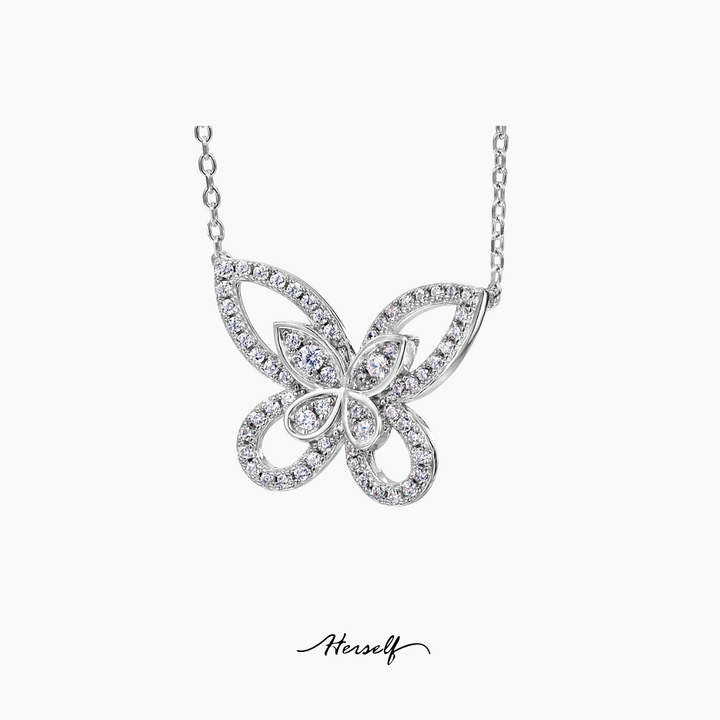 Luminous Butterfly Simulated Diamond Necklace