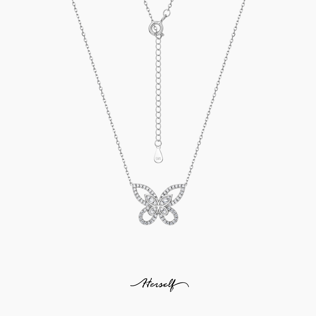 Luminous Butterfly Simulated Diamond Necklace