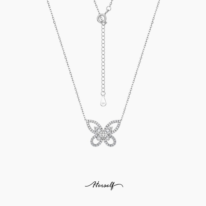 Luminous Butterfly Simulated Diamond Necklace