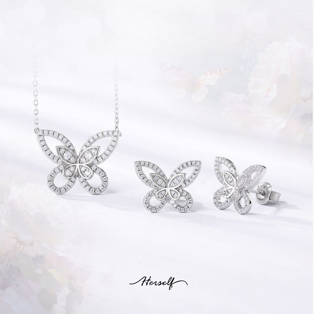 Luminous Butterfly Simulated Diamond Necklace