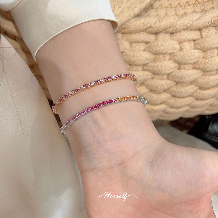 Pink Diamond Graduated Tennis Bracelet