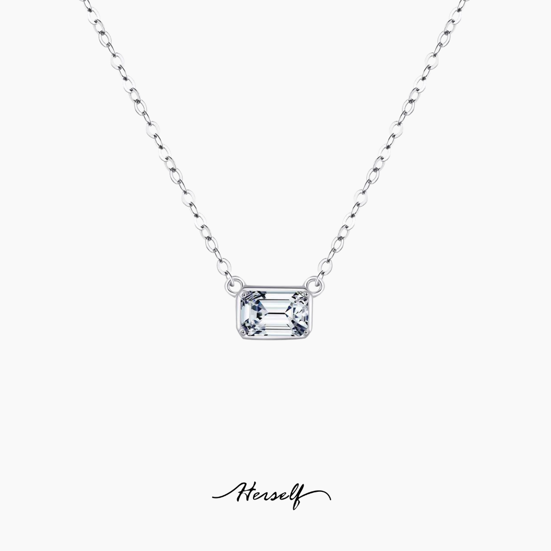 Simulated Diamond Necklace Emerald Cut - 1 ct