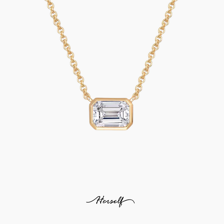 Simulated Diamond Necklace Emerald Cut