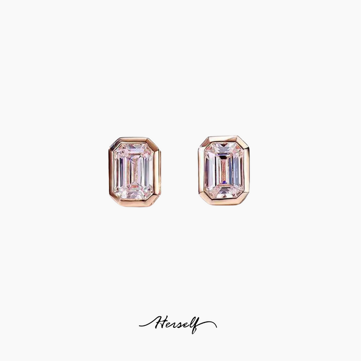 Simulated Diamond Stud Earrings Emerald Cut - 1.5ct