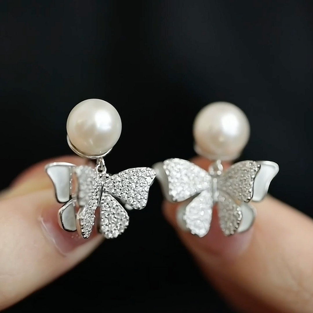 Butterfly Whispers Pearl Earrings