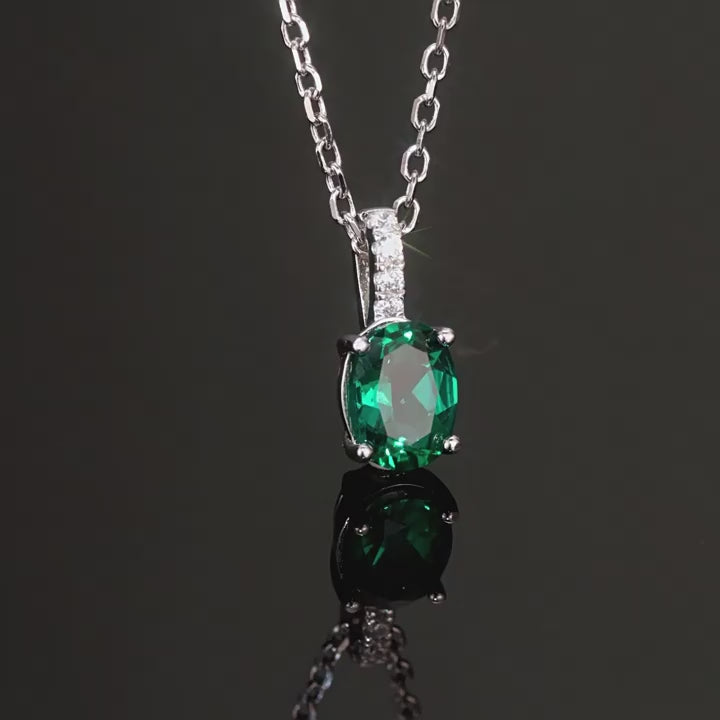 Oval Emerald Pendant Necklace